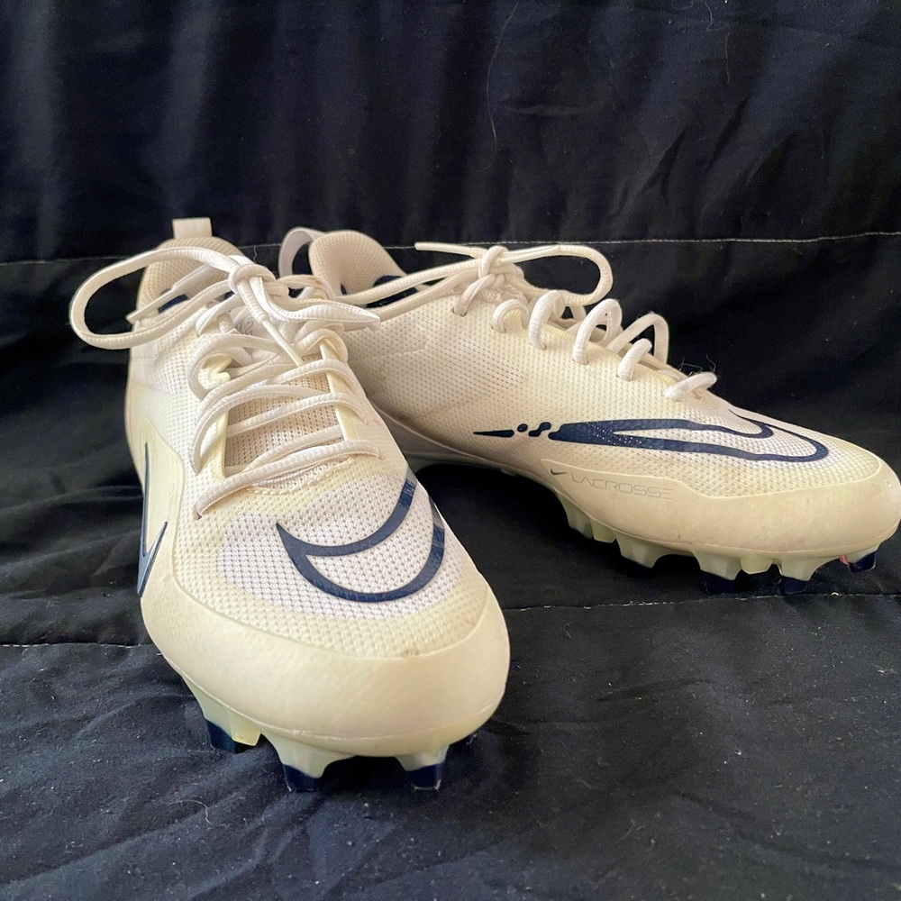 Nike Alpha Huarache 8 Pro Cleats - White and Blue